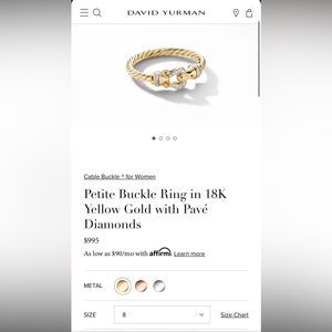 David Yurman petite buckle ring in 18k yellow gold with pavé diamonds